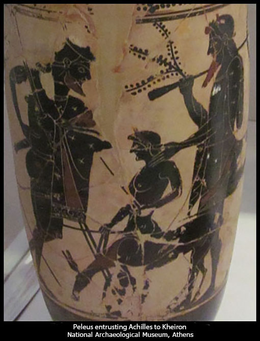 Peleus entrusting Achilles to Kheiron