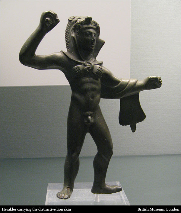 Herakles carrying the distinctive lion skin