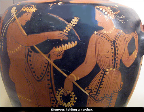 Dionysos holding a narthex.