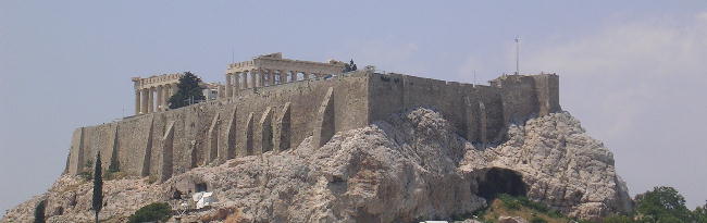 An eastern view of the Acropolis as seen from the Temple of Zeus.