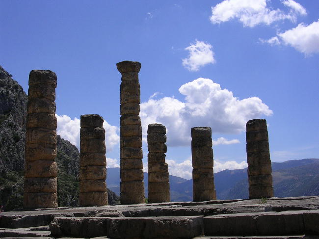 The only standing columns of the Temple of Apollon at Delphi.