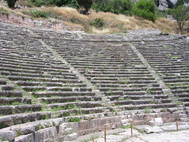 The highest portion of the Temple of Apollon complex was the theatre.