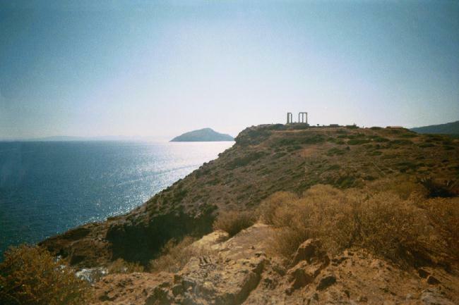 The ruins of the Temple of Poseidon at Cape Sunium.