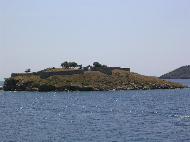 A curious island a few hundred yards from the island of Poros.
